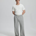White tee , light grey Men's Fleece Sweatpants ¨C Wide Leg Heavyweight Lounge Pants for effortless daily casual style.