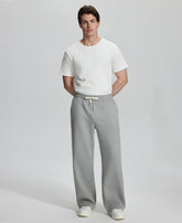 White tee , light grey Men's Fleece Sweatpants ¨C Wide Leg Heavyweight Lounge Pants for effortless daily casual style.