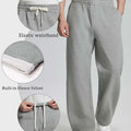 Features: elastic waistband, brushed fleece lining, dual drawstrings (inner & outer) for personalized fit on lounge pants.