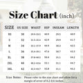 SUSCLUDE size chart (inches): stretch waist, hip, inseam, length, with 0.2¨C0.6" manual measurement tolerance.