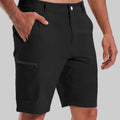 Standalone view of black Men's Golf & Hiking Shorts highlighting side zip pocket and tailored cut for a sleek look.