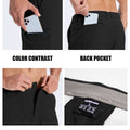 Features: contrast inner pocket lining, rear pocket storage, custom button waistband, moisture-wicking waistband.