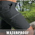 Water-resistant fabric of dark grey Men's Golf & Hiking Shorts¡ªwater beads on surface for effective spill protection.