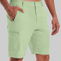 Standalone view of light green Men's Golf & Hiking Shorts highlighting side zip pocket and tailored cut for a sleek look.