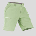 Side view of man in light green Men's Golf & Hiking Shorts, showing front pockets, button waistband, and side zip pocket details.