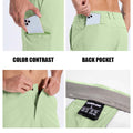 Features: contrast inner pocket lining, rear pocket storage, custom button waistband, moisture-wicking waistband.