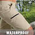 Water-resistant fabric of khaki Men's Golf & Hiking Shorts¡ªwater beads on surface for effective spill protection.
