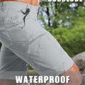 Water-resistant fabric of light gray Men's Golf & Hiking Shorts¡ªwater beads on surface for effective spill protection.