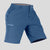 Side view of man in navy blue Men's Golf & Hiking Shorts, showing front pockets, button waistband, and side zip pocket details.