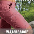 Water-resistant fabric of pink Men's Golf & Hiking Shorts¡ªwater beads on surface for effective spill protection.