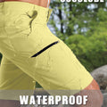 Water-resistant fabric of light yellow Men's Golf & Hiking Shorts¡ªwater beads on surface for effective spill protection.