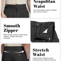 Features: Neapolitan waistband (better fit), smooth custom metal zipper, elastic waist for formal comfort.