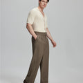 Light blue shirt paired with brown Gurkha pants, clean, professional outfit for office or meetings.