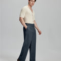 Light blue shirt paired with grey Gurkha pants, clean, professional outfit for office or meetings.
