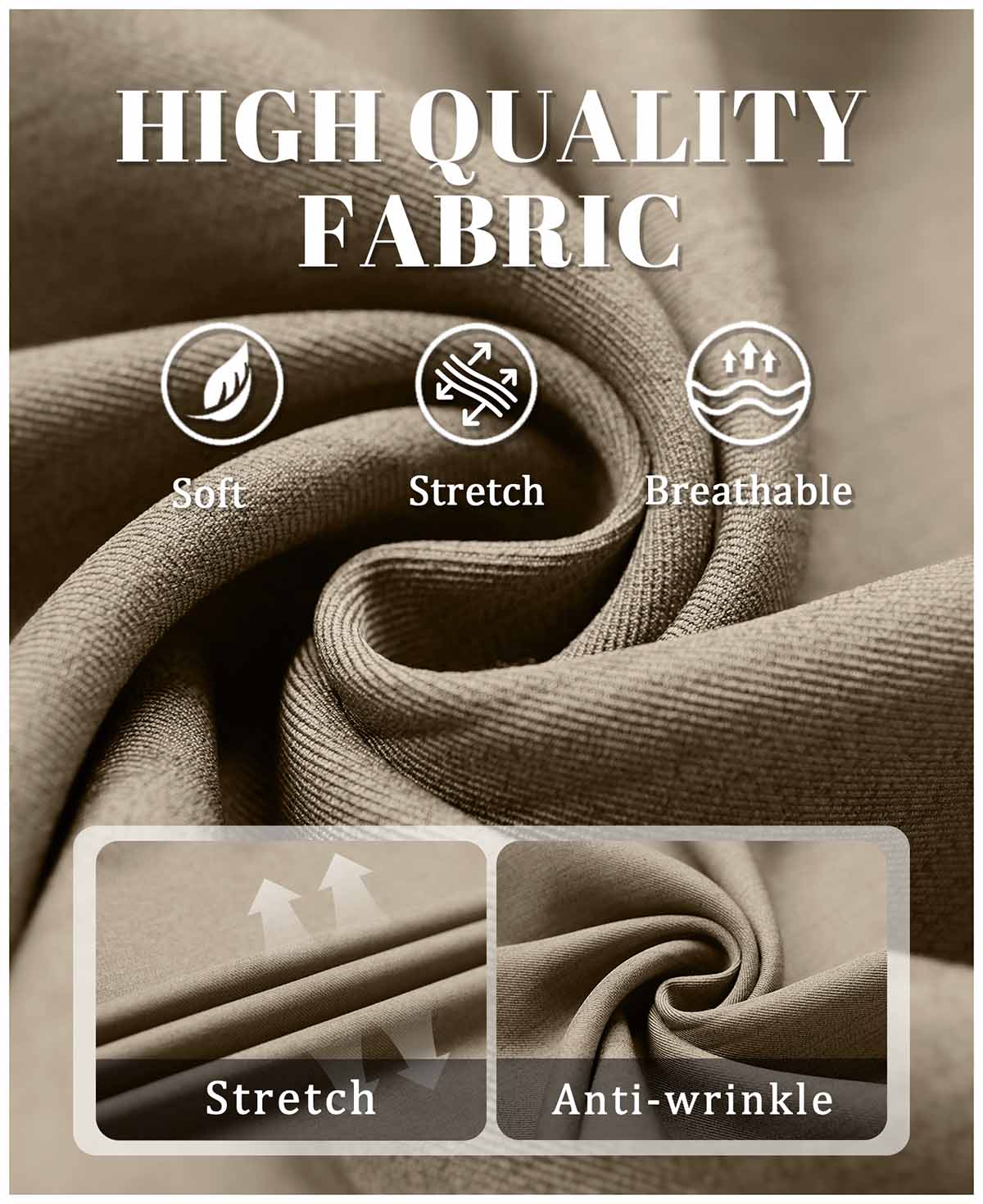 Features: Neapolitan waistband (better fit), smooth custom metal zipper, elastic waist for formal comfort.