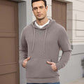 Wearing brown Men's Hoodie Pullover Sweater outdoors, hood adds casual comfort for daily errands or walks.