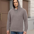 Hood-on look of brown Men's Hoodie Pullover Sweater ¨C soft, relaxed vibe with cashmere-like texture.