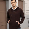 Wearing dark brown Men's Hoodie Pullover Sweater outdoors, hood adds casual comfort for daily errands or walks.
