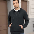 Wearing grey Men's Hoodie Pullover Sweater outdoors, hood adds casual comfort for daily errands or walks.