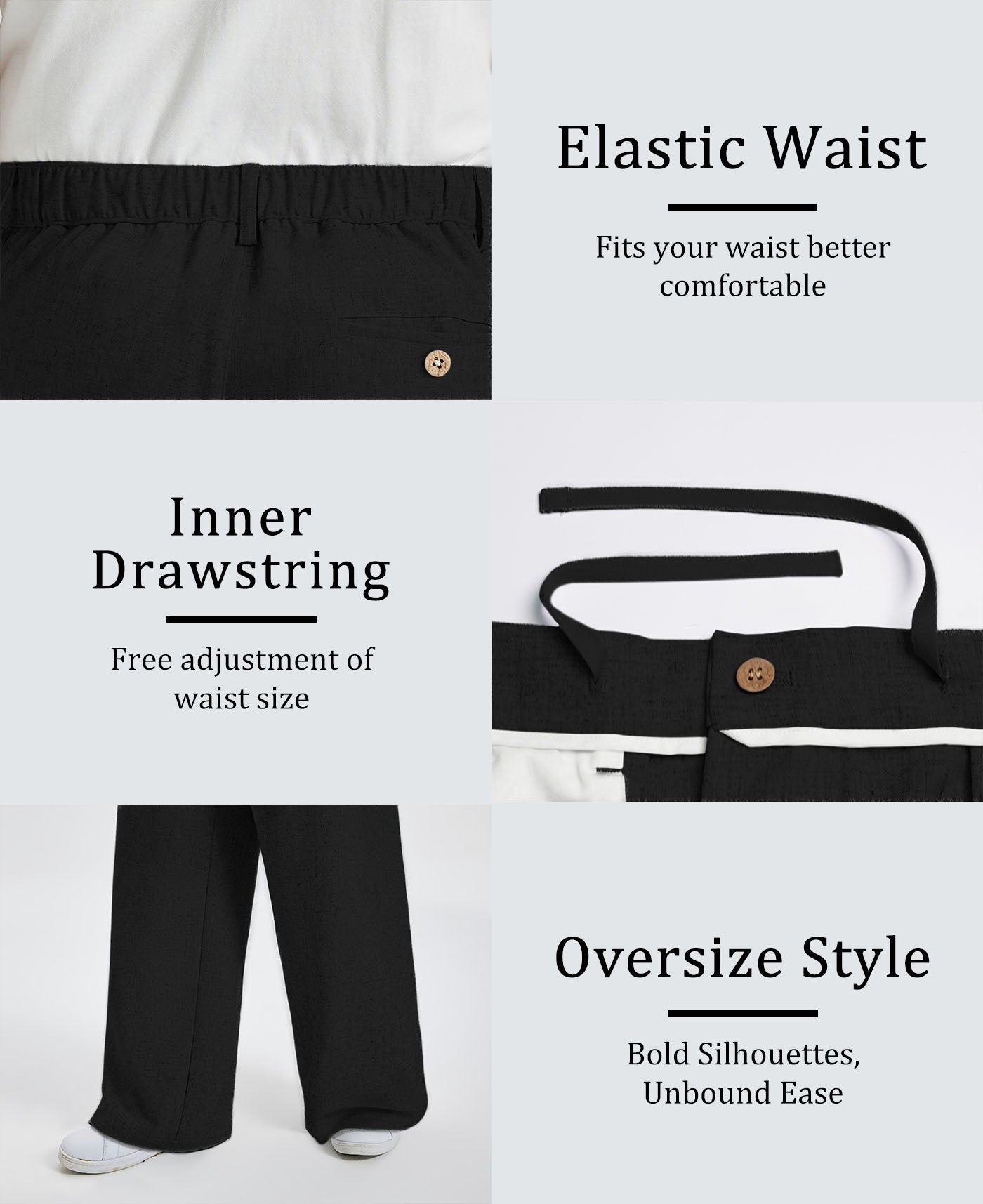 Mens Oversized Baggy Linen Pants – Wide Leg Hem