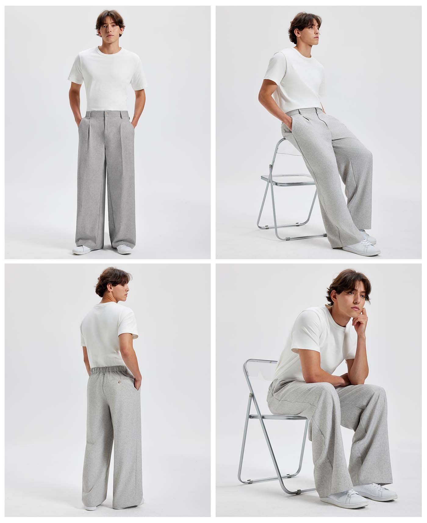 Mens Oversized Baggy Linen Pants – Wide Leg Hem
