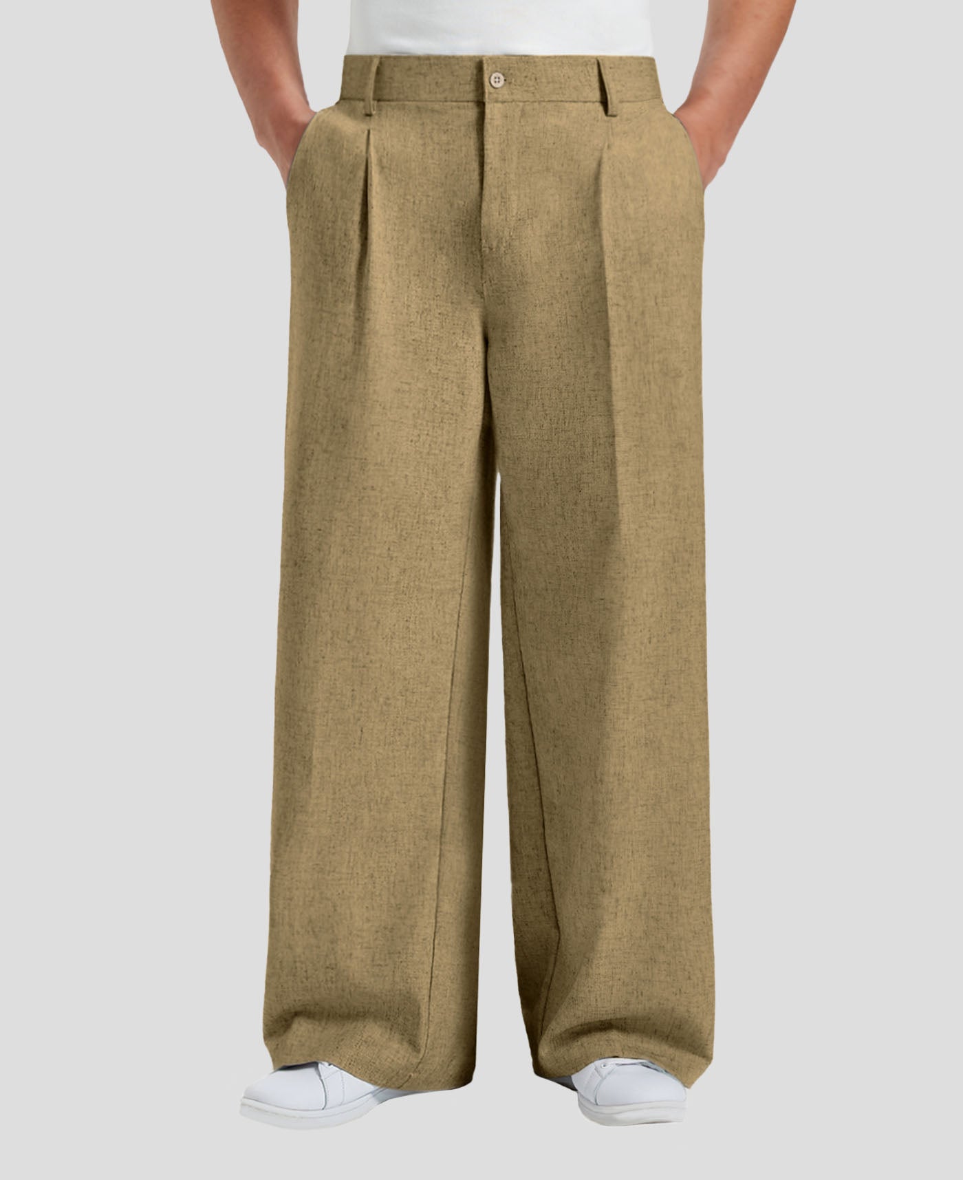Mens Oversized Baggy Linen Pants – Wide Leg Hem