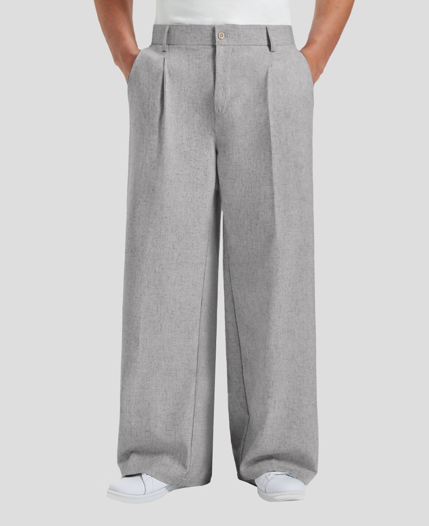 Mens Oversized Baggy Linen Pants – Wide Leg Hem