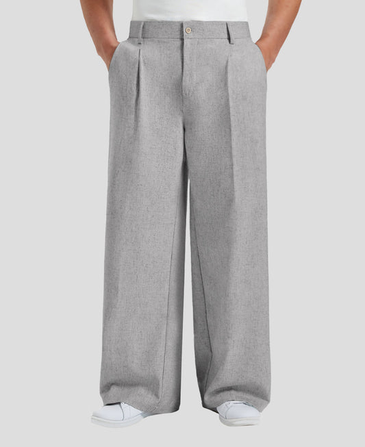 Mens Oversized Baggy Linen Pants – Wide Leg Hem