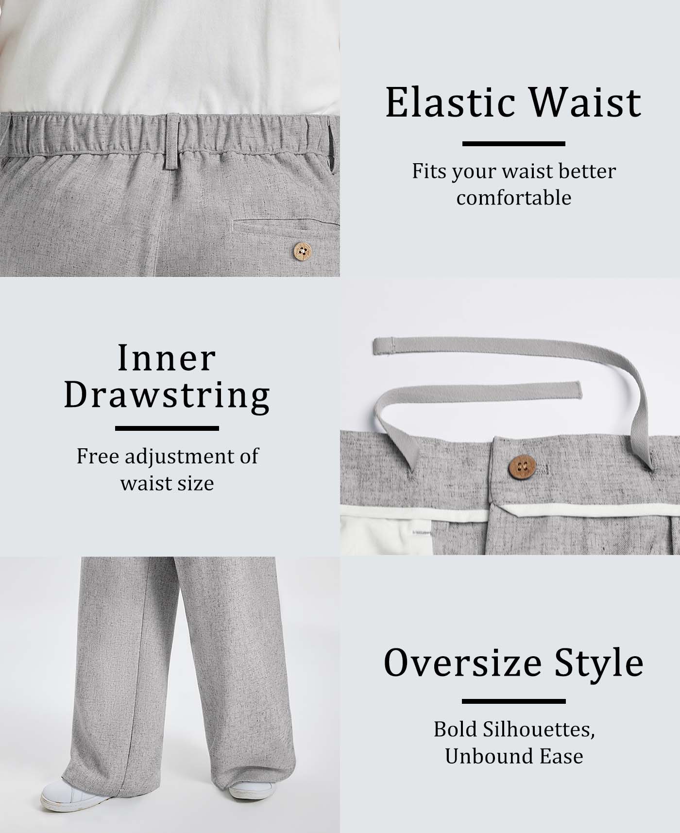 Mens Oversized Baggy Linen Pants – Wide Leg Hem