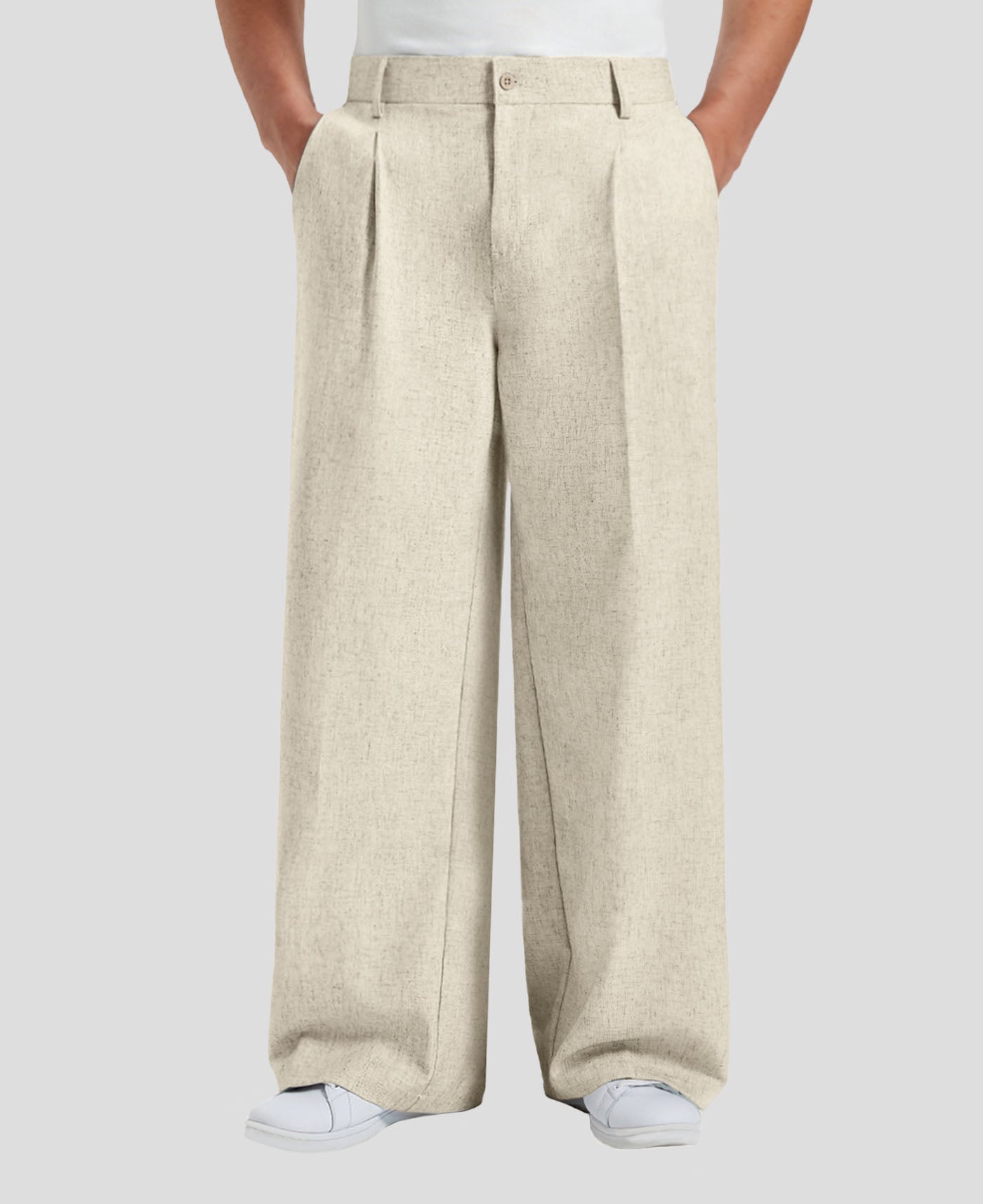 Mens Oversized Baggy Linen Pants – Wide Leg Hem