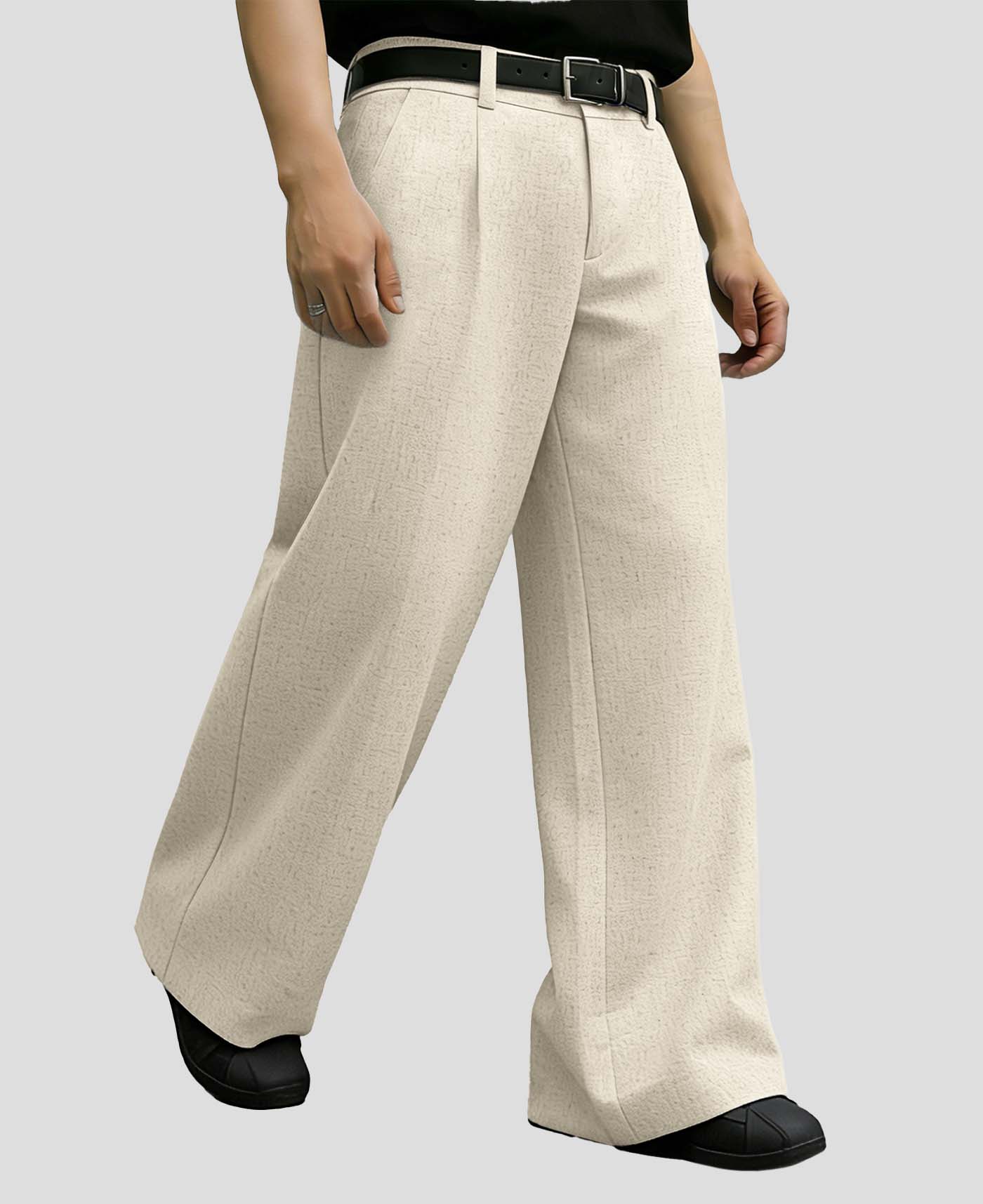 Mens Oversized Baggy Linen Pants – Wide Leg Hem
