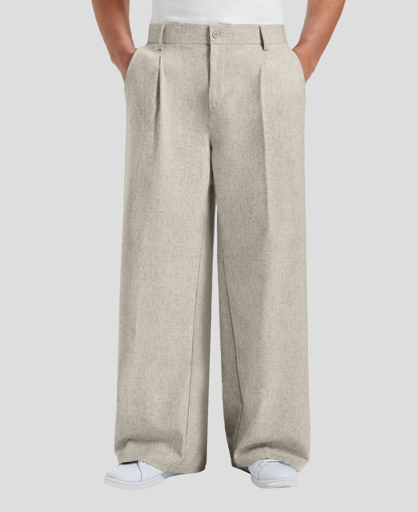 Mens Oversized Baggy Linen Pants – Wide Leg Hem