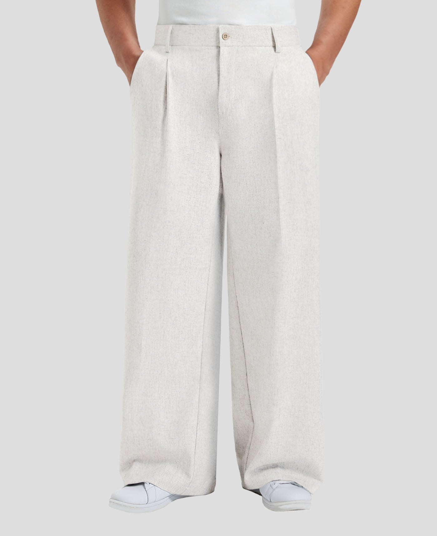 Mens Oversized Baggy Linen Pants – Wide Leg Hem