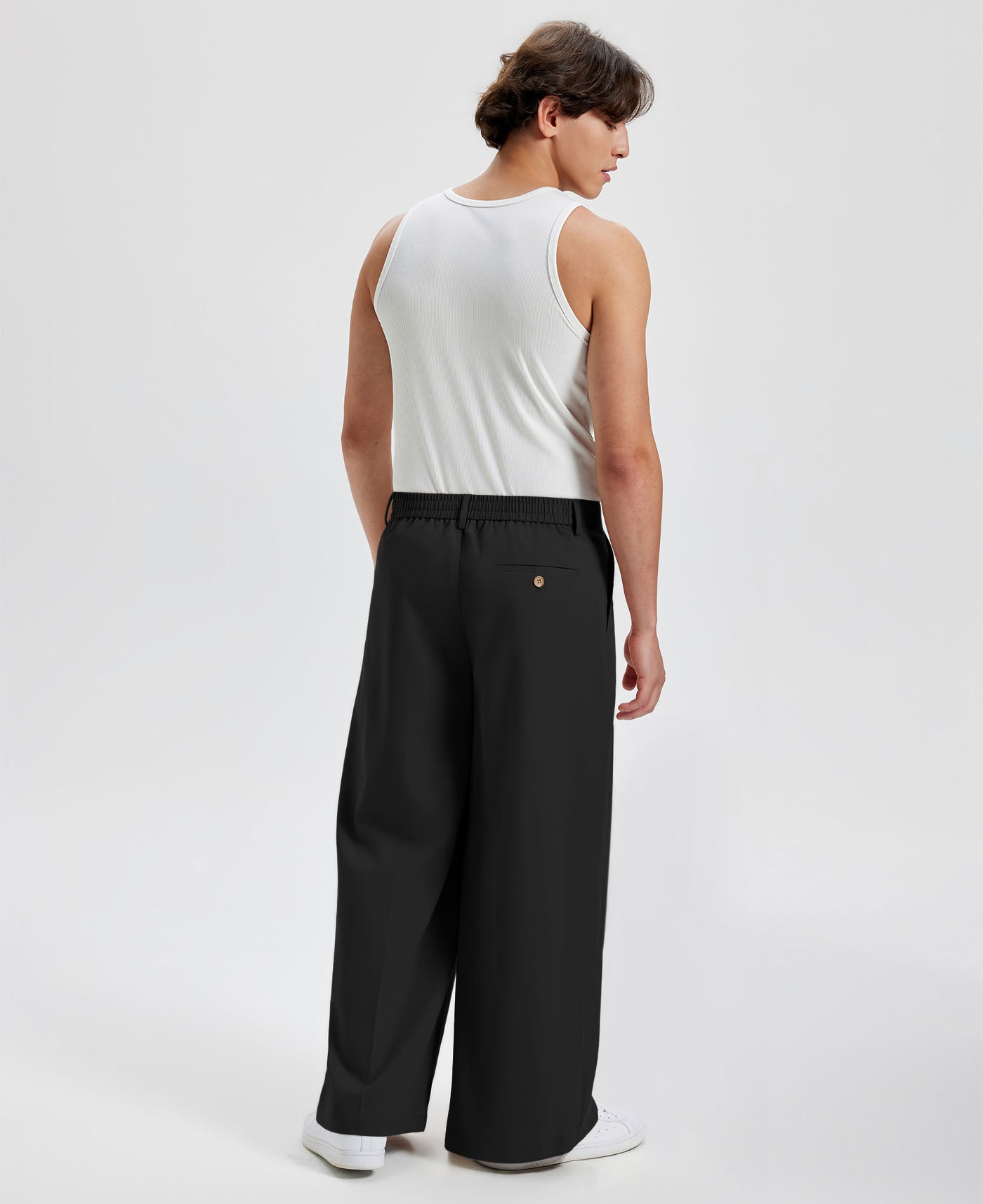 Mens Oversized Baggy Pleated Pants — Wide Leg & Drawstring