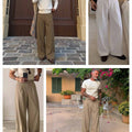 Mens Oversized Baggy Pleated Pants — Wide Leg & Drawstring