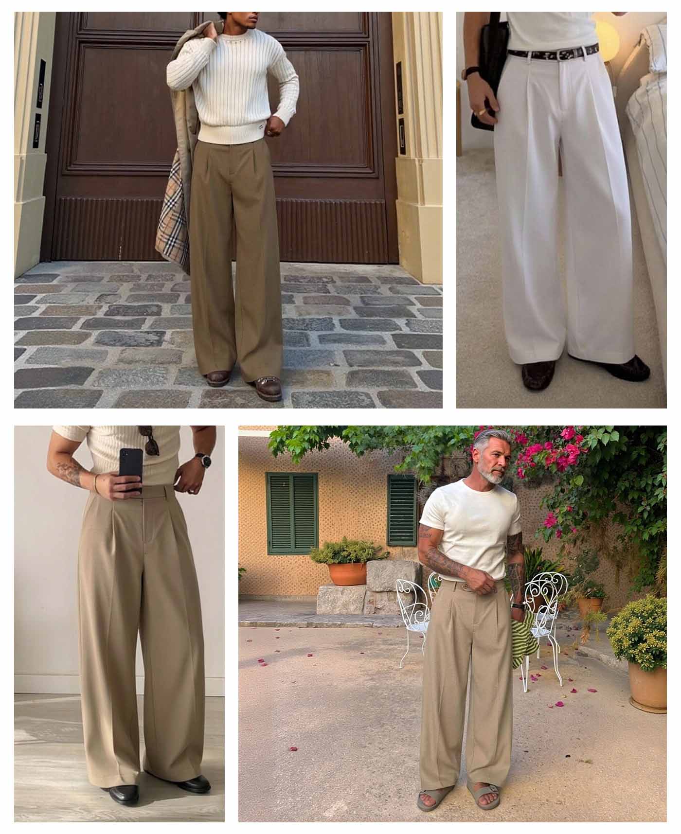 Mens Oversized Baggy Pleated Pants — Wide Leg & Drawstring
