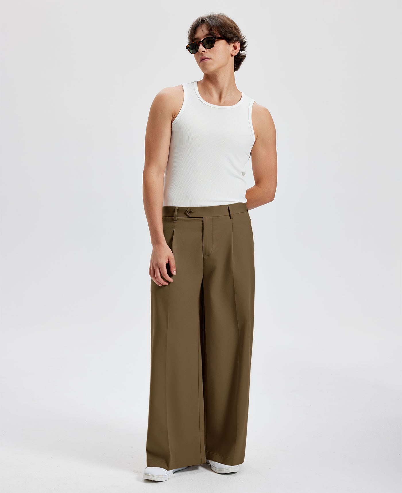 Mens Oversized Baggy Pleated Pants — Wide Leg & Drawstring