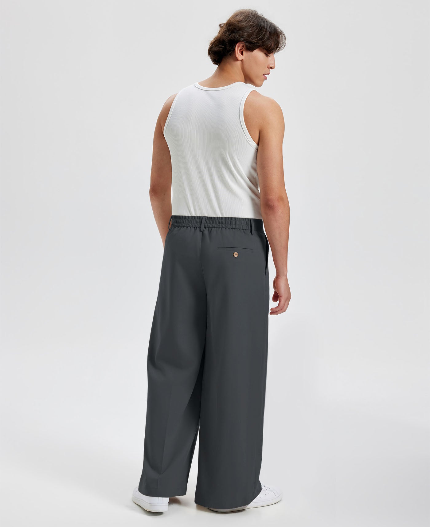 Mens Oversized Baggy Pleated Pants — Wide Leg & Drawstring