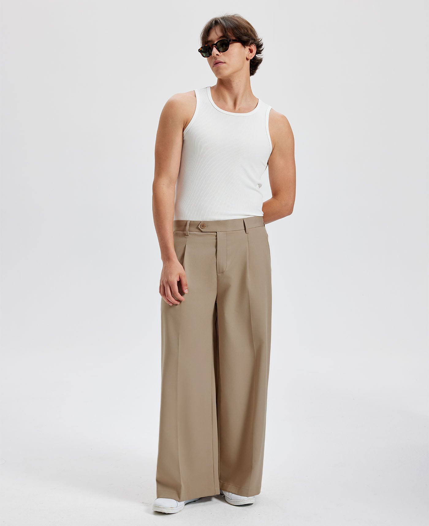 Mens Oversized Baggy Pleated Pants — Wide Leg & Drawstring