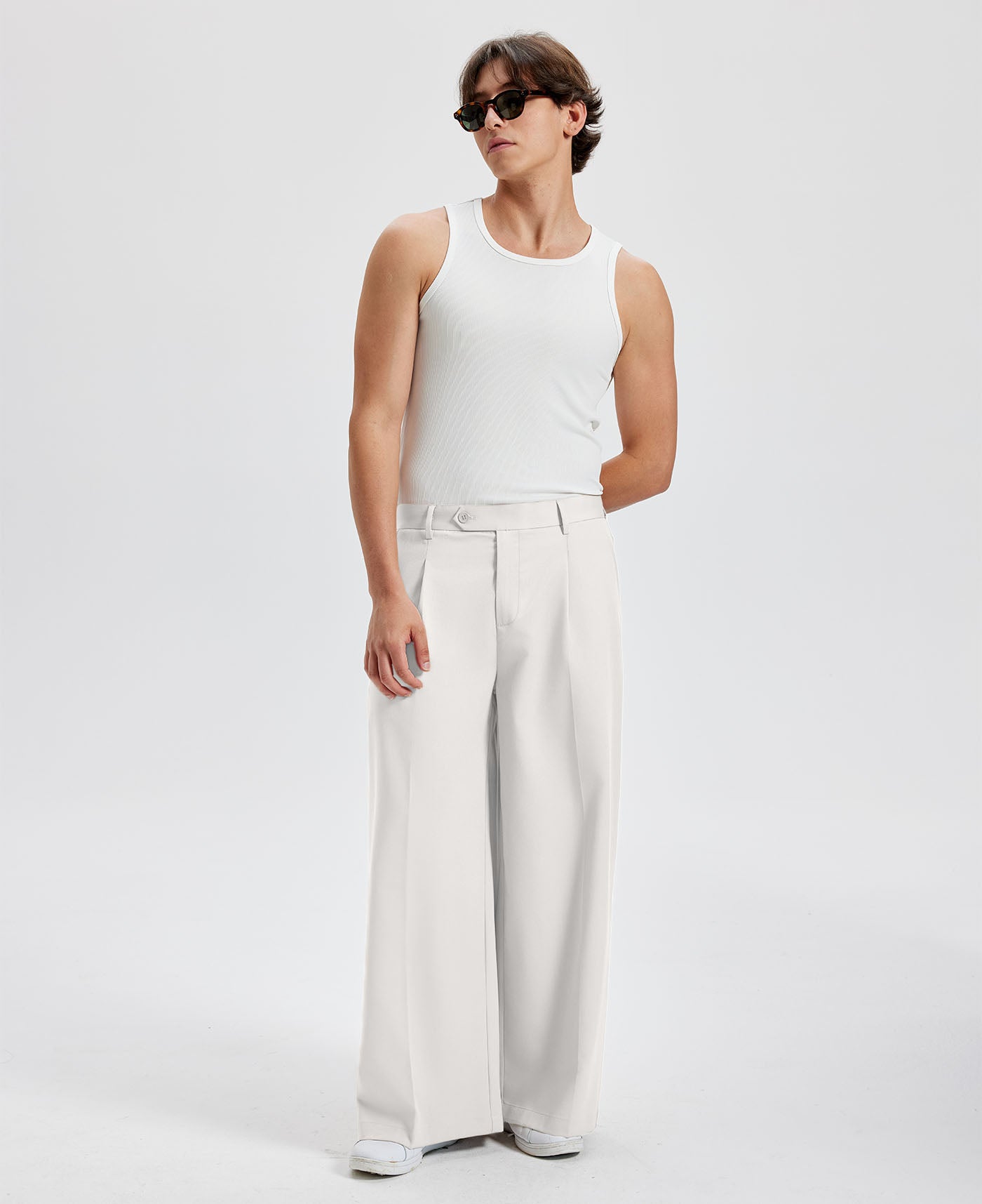 Mens Oversized Baggy Pleated Pants — Wide Leg & Drawstring