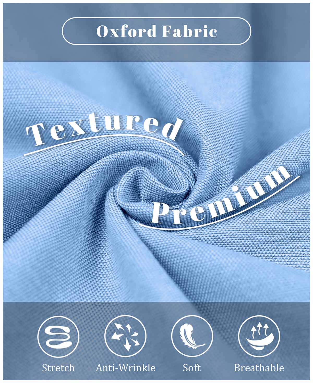 Oxford fabric: stretchy, wrinkle-resistant, soft, and breathable, ideal for all-day wear in men¡¯s dress shirts.