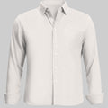 Standalone view of white Oxford button-down shirt with rolled sleeves for a smart-casual look.