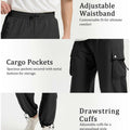 Adjustable waistband, spacious cargo pockets with metal buttons, adjustable cuffs for comfort and style in baggy sweatpants.