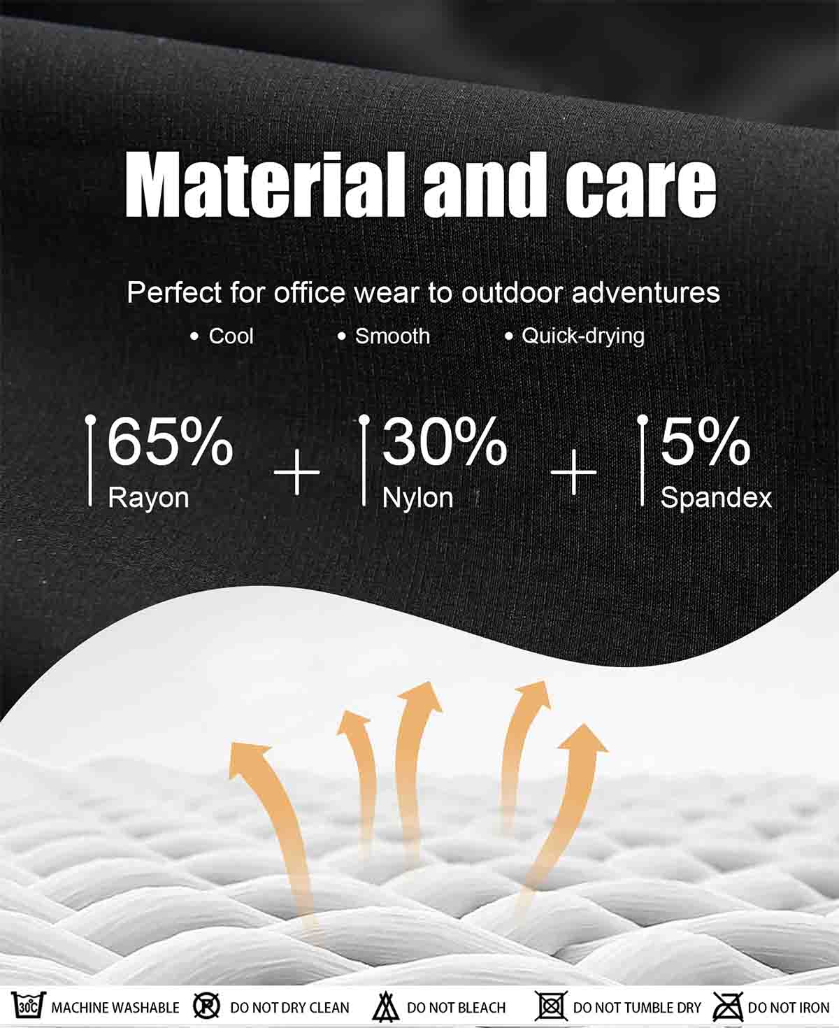 Lightweight, quick-drying fabric with stretch fibers, cool and smooth feel in baggy sweatpants, suitable for various activities.