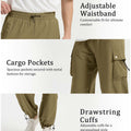 Adjustable waistband, spacious cargo pockets with metal buttons, adjustable cuffs for comfort and style in baggy sweatpants.