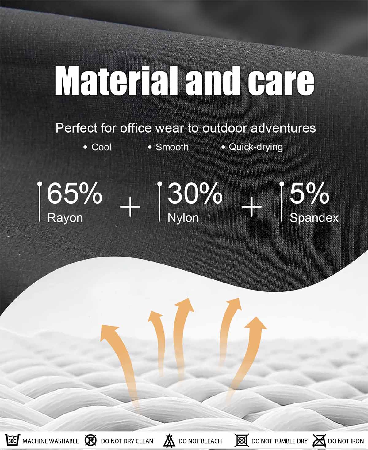Lightweight, quick-drying fabric with stretch fibers, cool and smooth feel in baggy sweatpants, suitable for various activities.