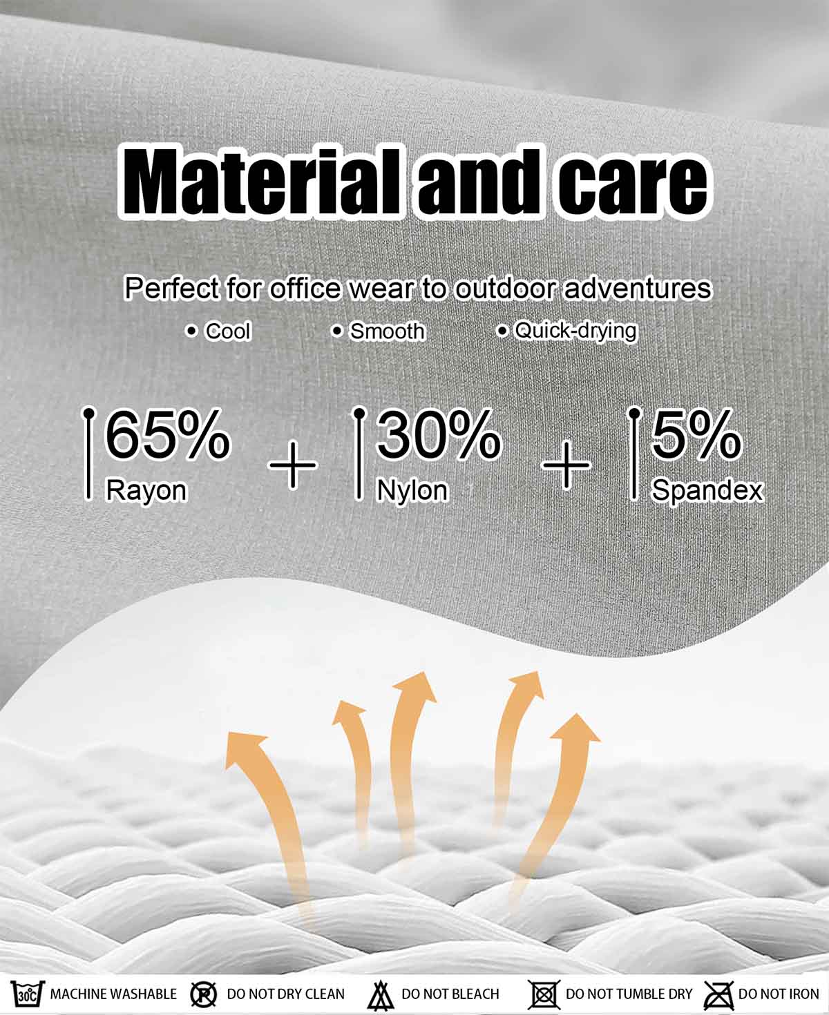 Lightweight, quick-drying fabric with stretch fibers, cool and smooth feel in baggy sweatpants, suitable for various activities.