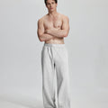 White tee , white Men's Fleece Sweatpants ¨C Wide Leg Heavyweight Lounge Pants for effortless daily casual style.