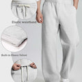 Features: elastic waistband, brushed fleece lining, dual drawstrings (inner & outer) for personalized fit on lounge pants.