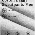 51% cotton , 49% polyester fleece, soft, breathable, skin-friendly fabric for all-day comfort in sweatpants.